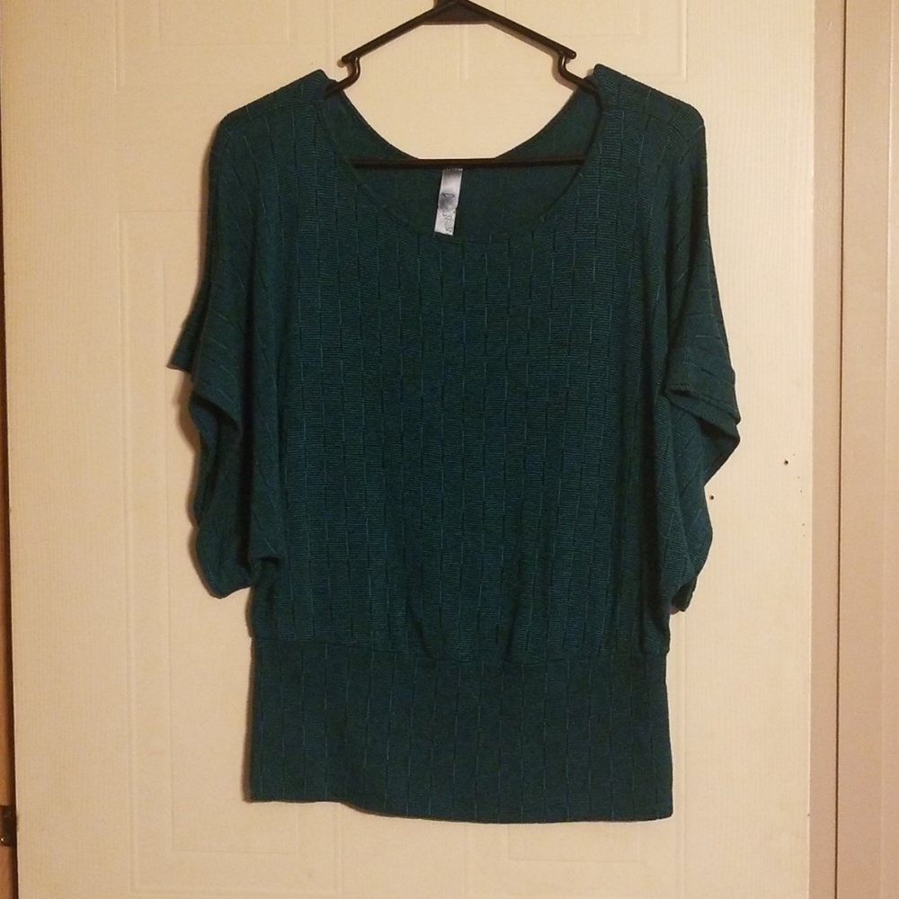 Annabelle flutter sleeve teal shirt